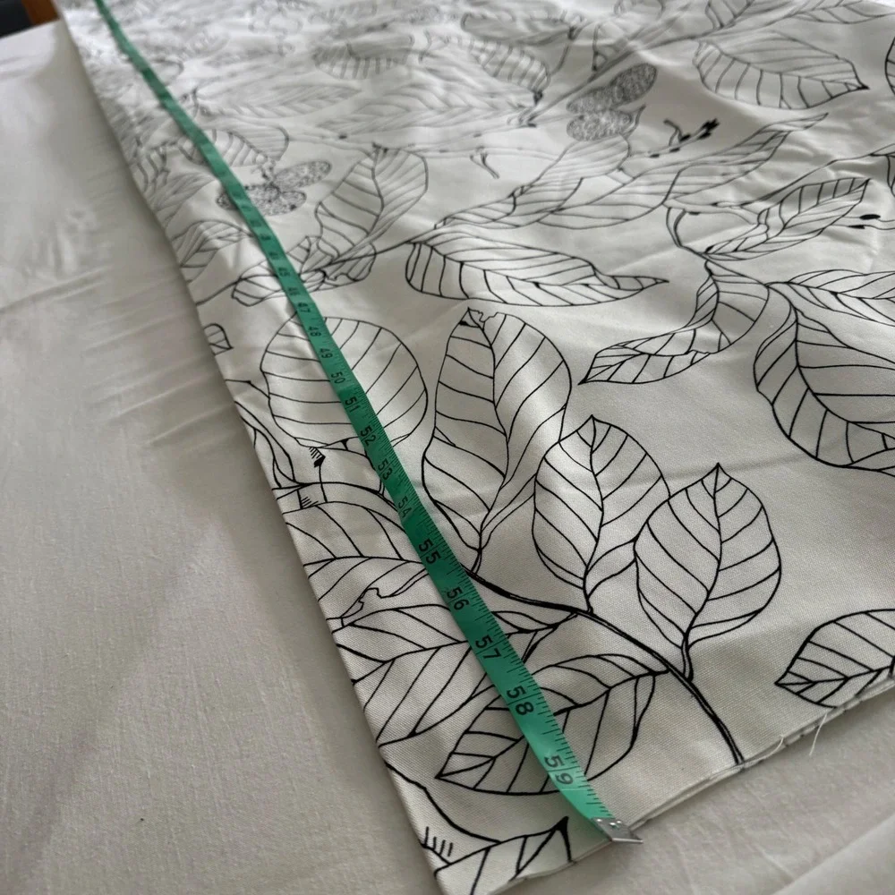 IKEA Maria Astrom 2004 Botanical Leaf Fabric Black White Cotton 59x120 Vintage